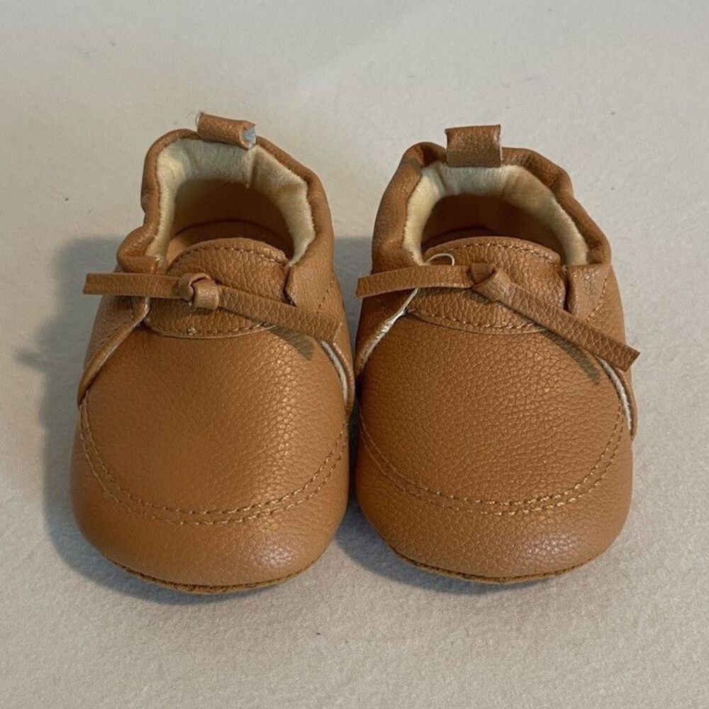 Faux Leather Moccasin Soft Sole Baby Shoes 3-6 Months Brown Tan